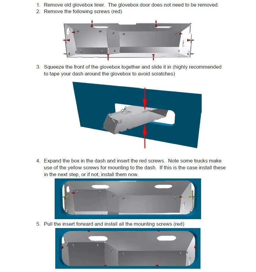 Dentside Ford Glovebox Liner - METAL